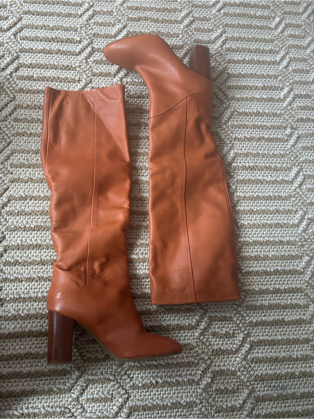 & OTHER STORIES Chrome Free Tanned Leather Knee High Boots 40 - Picture 4 of 5